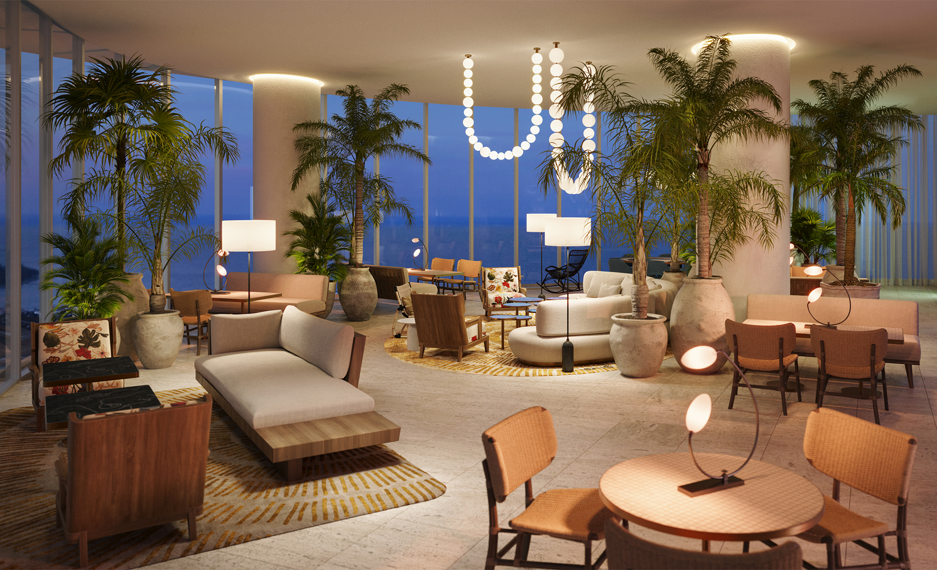 Five Park Miami Beach, 98 Residências de 2 a 5 quartos, com plantas generosas de 165 a 397 m2 , todas com vista mar e acabamentos de alto padrão. Elevadores privativos para cada residência, vista mar e para Miami Beach.