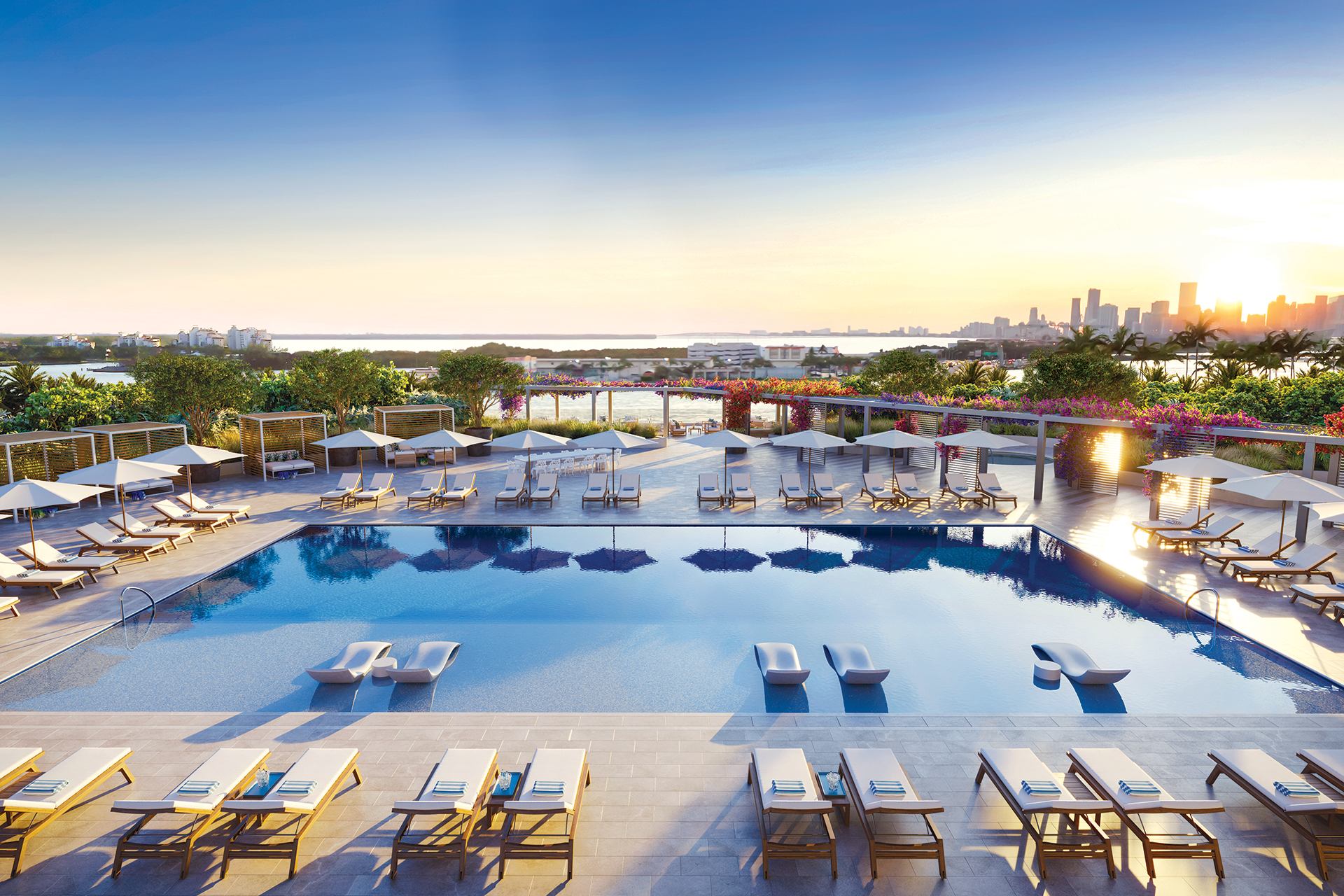 98 Residências de 2 a 5 quartos, com plantas generosas de 165 a 397 m2 , todas com vista mar e acabamentos de alto padrão. Elevadores privativos para cada residência, vista mar e para Miami Beach.